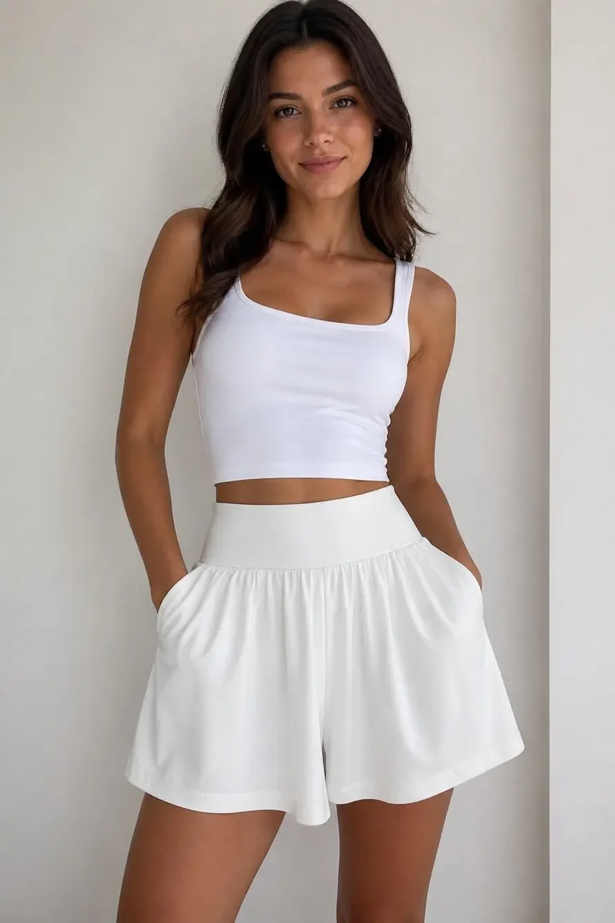 Halara White SoftZero Airy Shorts with Skirt Overlay S